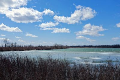 Scenic view of lake against sky