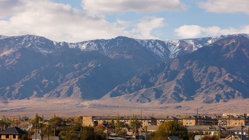 Scenic view of mountains against sky