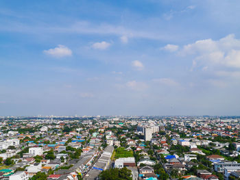 High angle view of townscape against sky