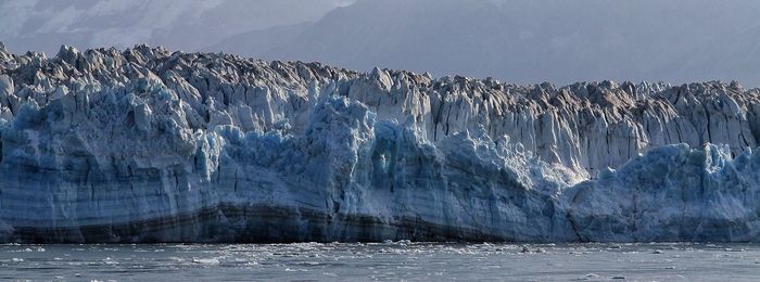 Panoramic view of frozen sea against sky