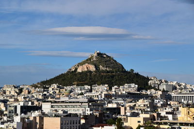 High angle view of townscape against sky