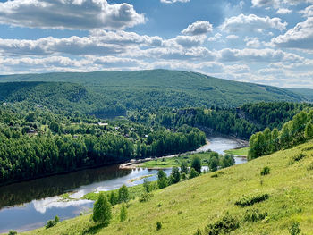 Scenic view of river against sky
