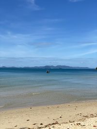 Scenic view of sea against blue sky