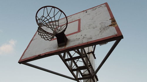 Low angle view of basketball hoop against sky