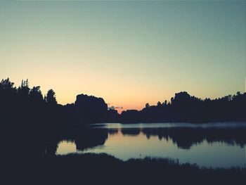 Scenic view of calm lake at sunset