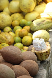 Close-up of fruits for sale at market stall