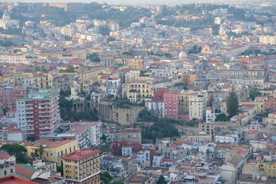 High angle view of buildings in city