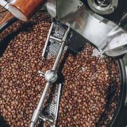 High angle view of coffee beans