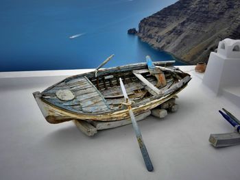 Side view of an abandoned boat