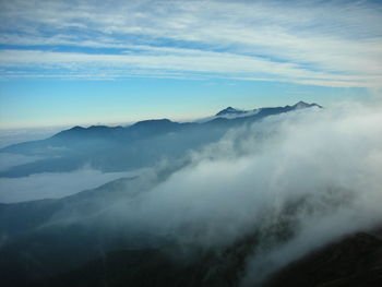 Scenic view of mountains against sky