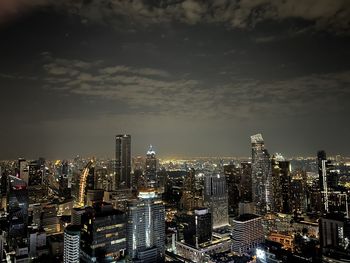 Illuminated cityscape against sky at night bangkok 