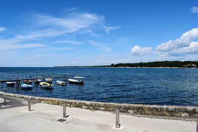 Scenic view of sea against blue sky