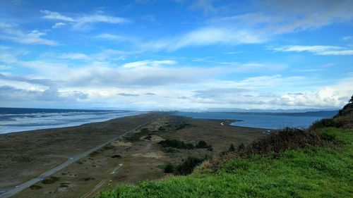 Scenic view of beach against sky