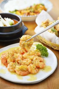 Close-up of meal served in plate