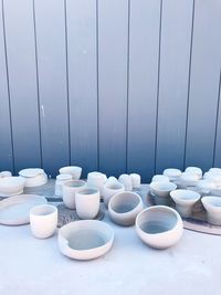 White earthenware against wall