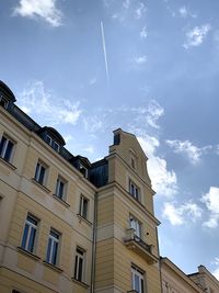 Low angle view of residential building against sky