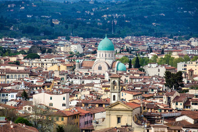 Great synagogue of florence and view of the beautiful city of florence from michelangelo square