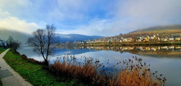 Scenic view of lake against sky