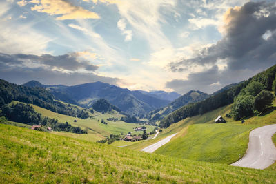 Scenic view of mountains against sky