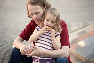 Full length of father and daughter