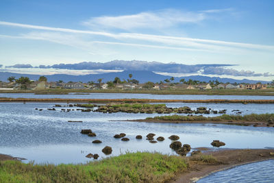 Scenic view of lake against sky