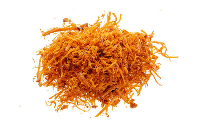 High angle view of orange against white background