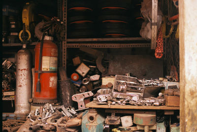 Close-up of hand tools in factory