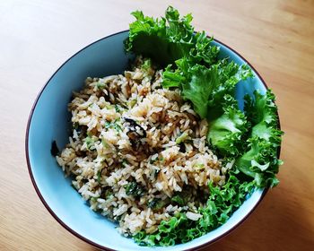 High angle view of food on table