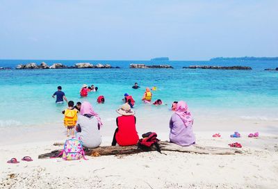 Scenic view of beach against clear sky