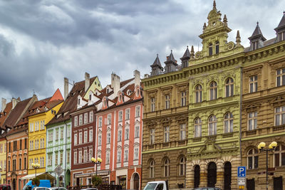 Historic houses on main market square in cheb, czech republic