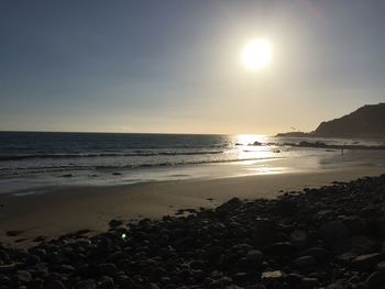 Scenic view of sea against sky at sunset