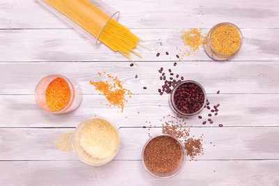 High angle view of food on table
