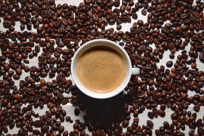 Close-up of coffee cup on table