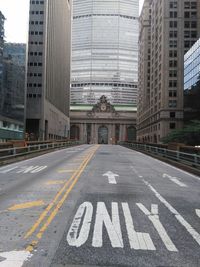 Road amidst buildings in city