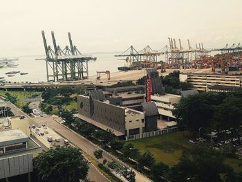 High angle view of commercial dock