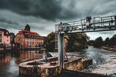 Bridge over river against sky