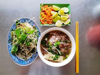 High angle view of food on table