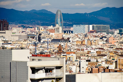 Aerial view of buildings in city