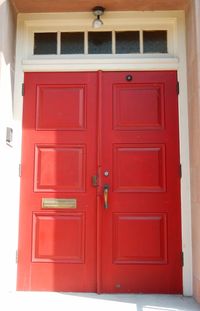 Close-up of red door