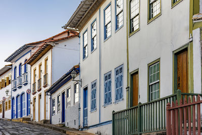 Old houses in colonial style in the historic streets of diamantina in minas gerais, brazil