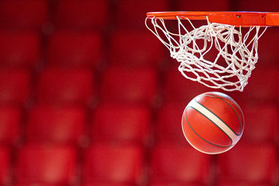 Low angle view of basketball hoop