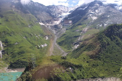 Scenic view of valley and mountains