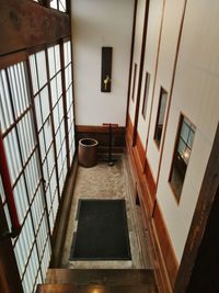 High angle view of empty corridor of building