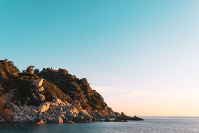 Scenic view of sea against clear sky