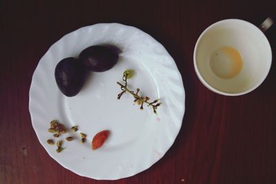 High angle view of food in plate