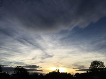 Low angle view of silhouette trees against sky during sunset