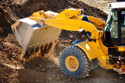 View of yellow excavator