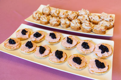 High angle view of dessert in plate on table