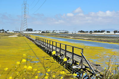 Bridge over river against sky