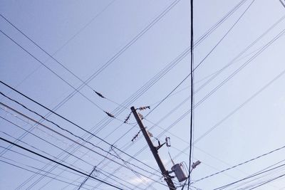 Low angle view of electricity pylon